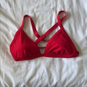 Red bikini top with cross back